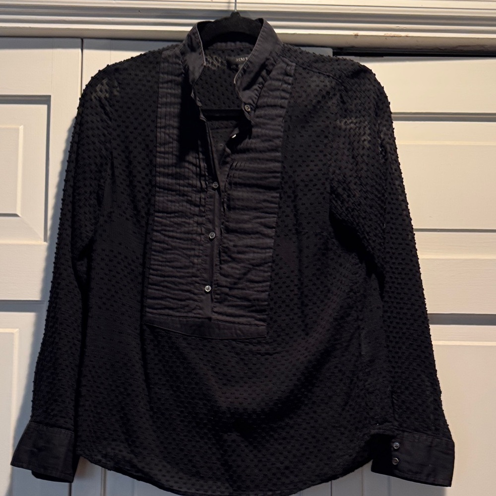 J. Crew Black Swiss Dot Blouse